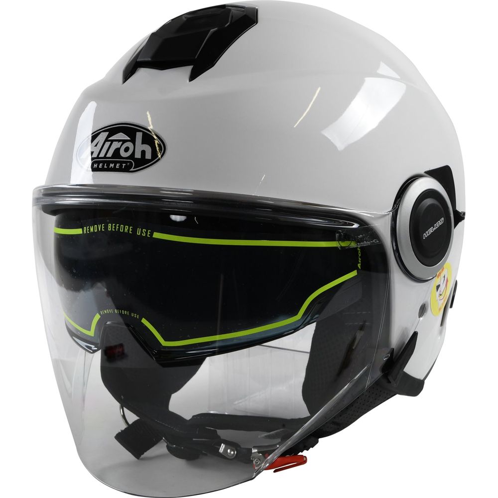Airoh Helios Jet Motorcycle Helmet Gloss White - Lightweight Full Face Helmet for Street Biking & Urban Commuting