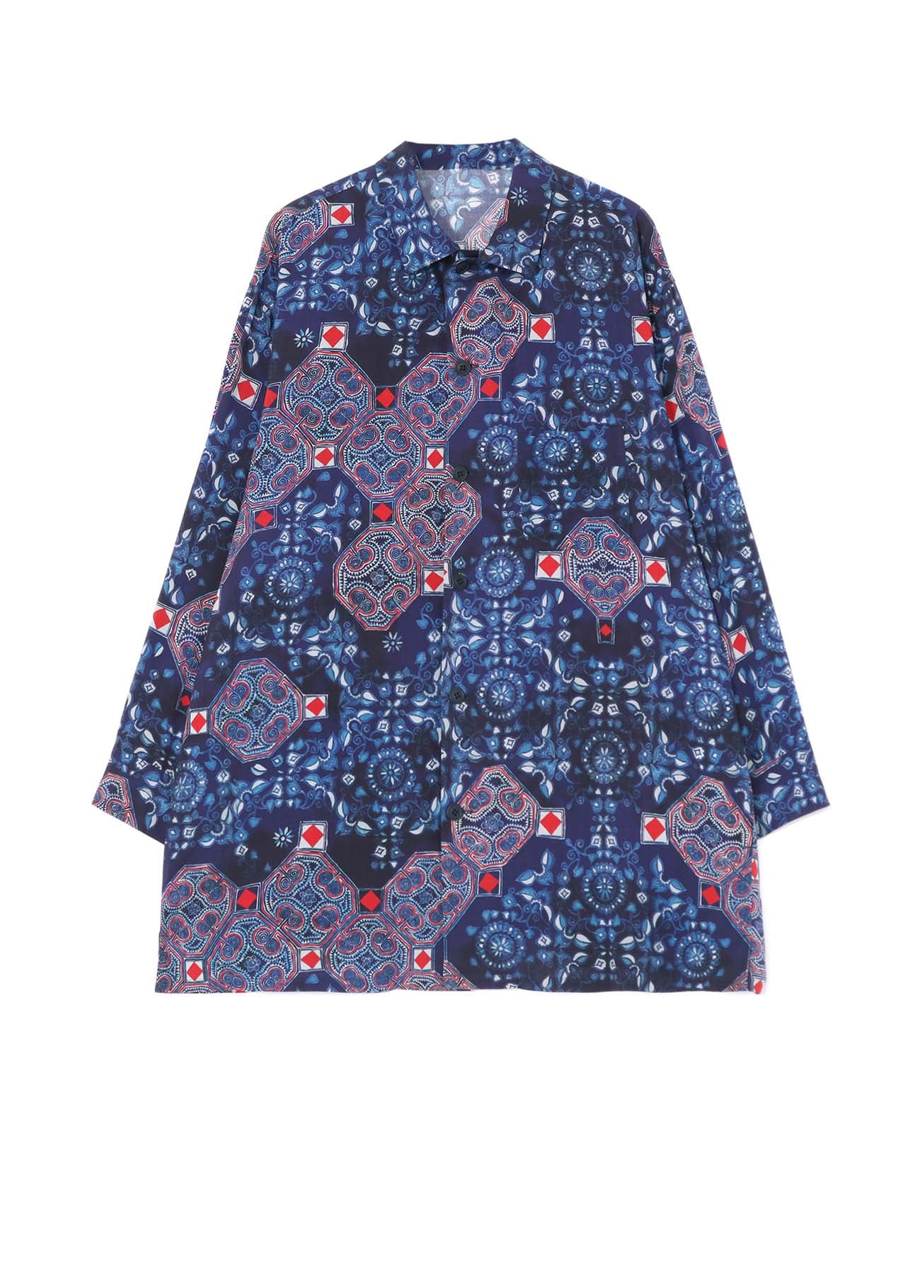 Chinoiserie Printed Open Collar Shirt for Women - Vintage Floral Blouse for Casual Wear & Spring Outfits