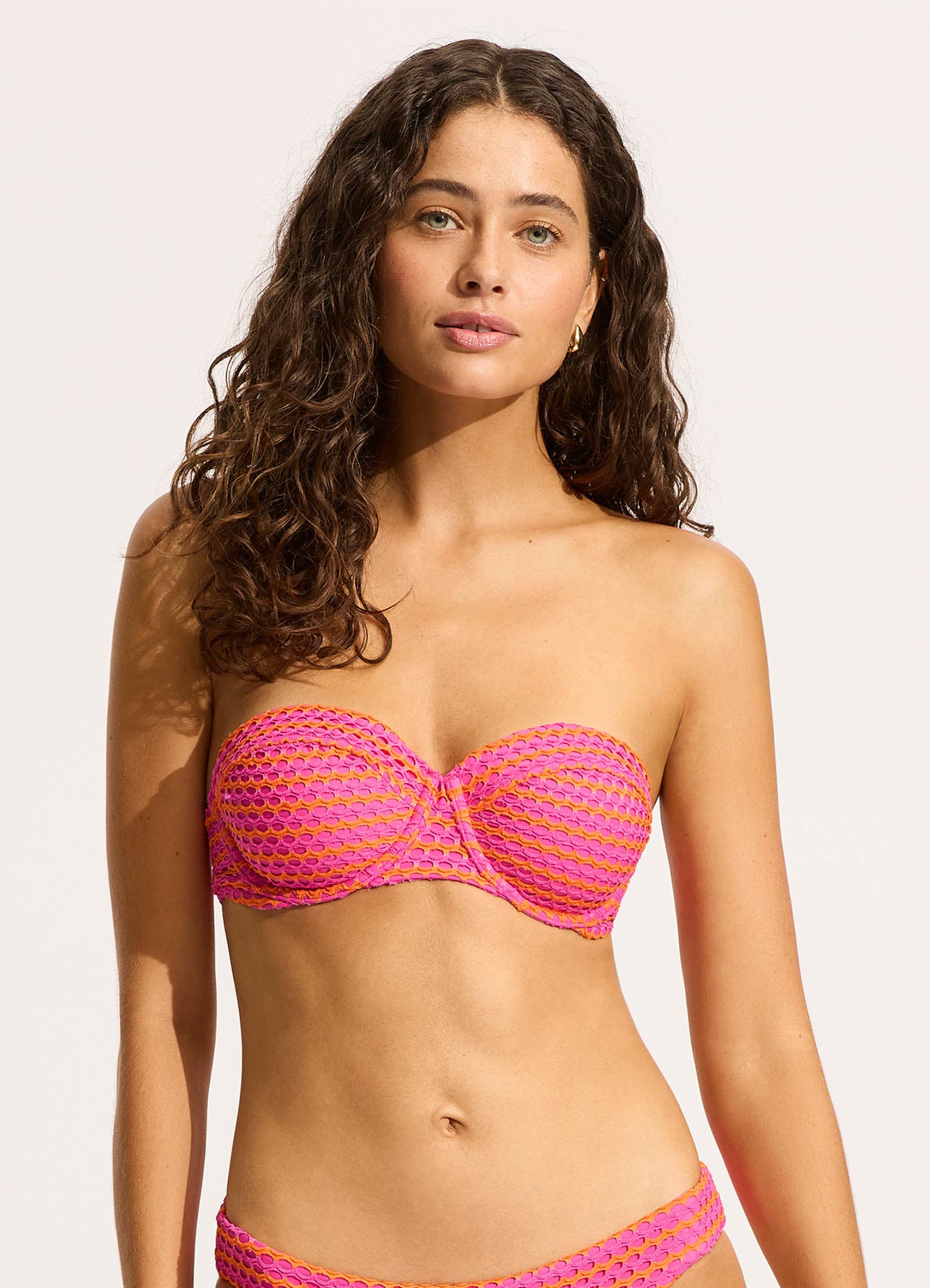 Mesh Effect Bustier Bikini Top - Hot Pink | Sexy Swimwear for Beach & Pool | Perfect for Summer Vacations & Tropical Getaways