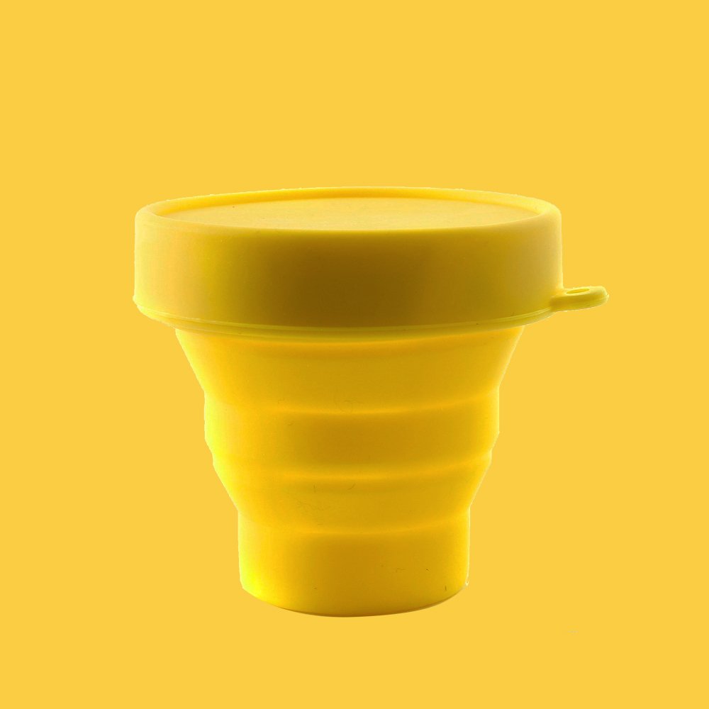 LUCKY CLOVER Foldable Silicone Menstrual Cup Sterilizer & Storage Case - Portable Travel-Friendly Design for Diva Cup & Menstrual Products (Yellow) | Perfect for Home, Travel & On-the-Go Hygiene