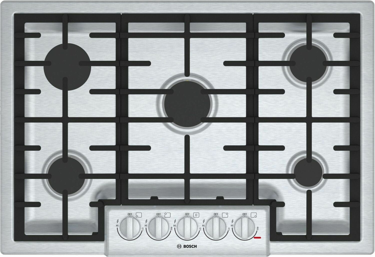 Bosch NGM8056UC 800 Series 30-Inch 5-Burner Gas Cooktop in Stainless Steel - Perfect for Home Kitchens & Professional Cooking
