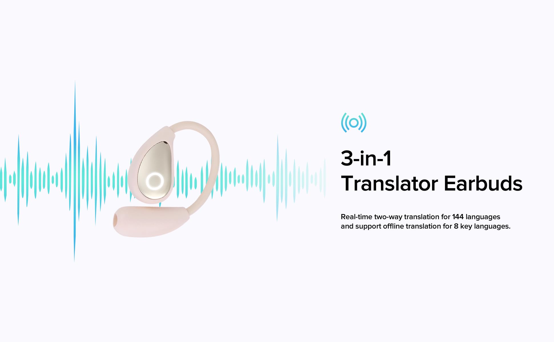 3-in-1 Language Translation Earbuds - Real-Time 144 Languages Translator Device for iOS & Android | Perfect for Travel, Business Meetings & Language Learning (Black)