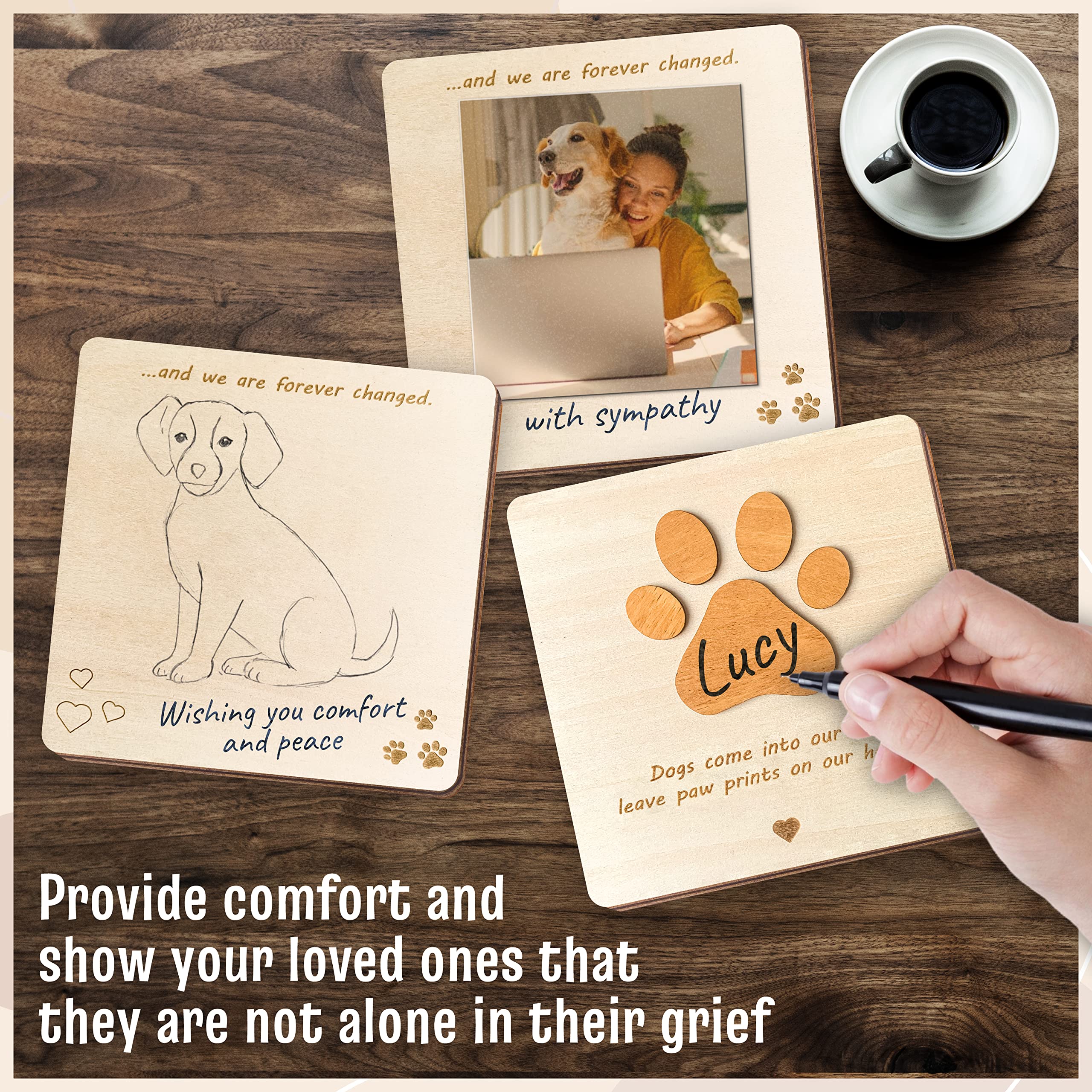 Sympathy Card for Loss of Pet Dog - Thoughtful Condolence Greeting Card for Grieving Dog Owners | Pet Memorial Gift, Wooden Dog Keepsake | Perfect for Sending Comfort After Losing a Beloved Canine Companion