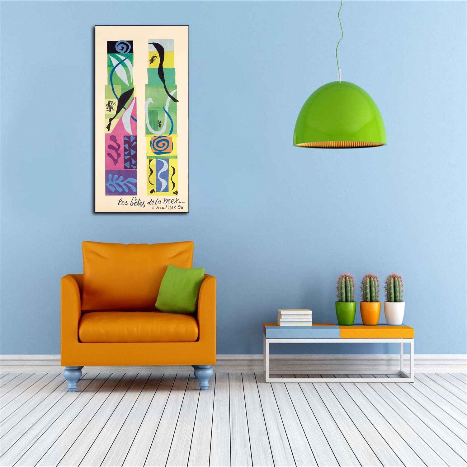 Henri Matisse 'Beasts of The Sea' Framed Canvas Art - Modern Wall Decor for Living Room, Bedroom & Office - Ready to Hang Painting for Home Decoration