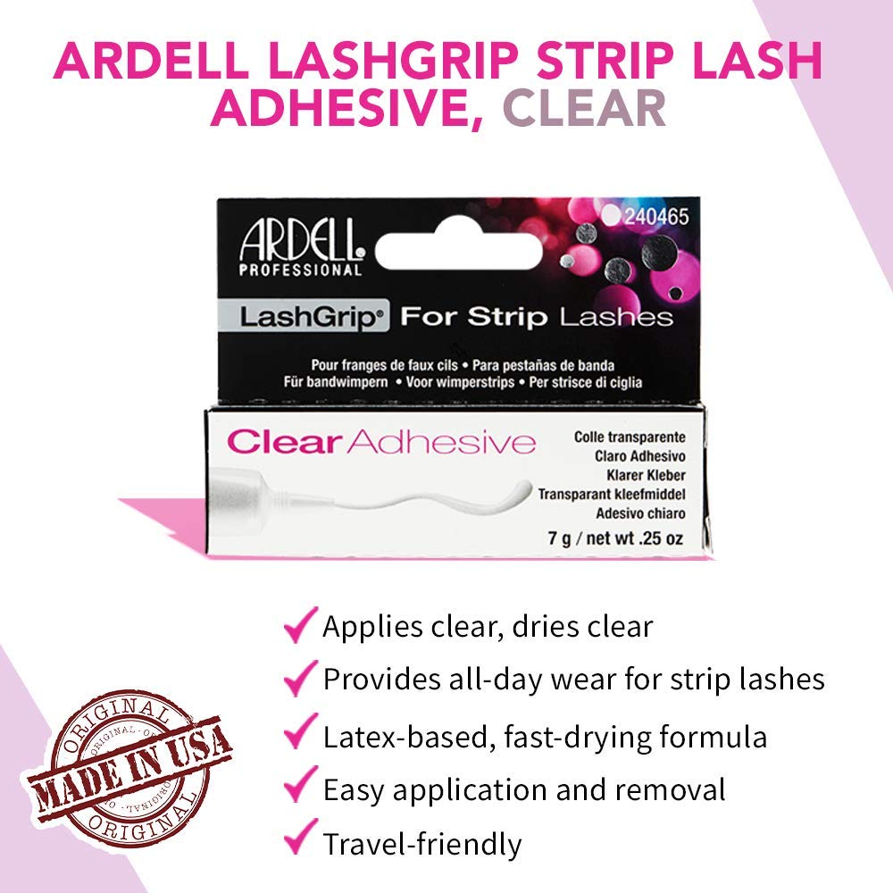Ardell Lashgrip Strip False Eyelash Adhesive - Clear, 0.25 Oz (2 Pack) | Waterproof Eyelash Glue for Fake Lashes | Perfect for Daily Wear, Special Occasions & Makeup Artists