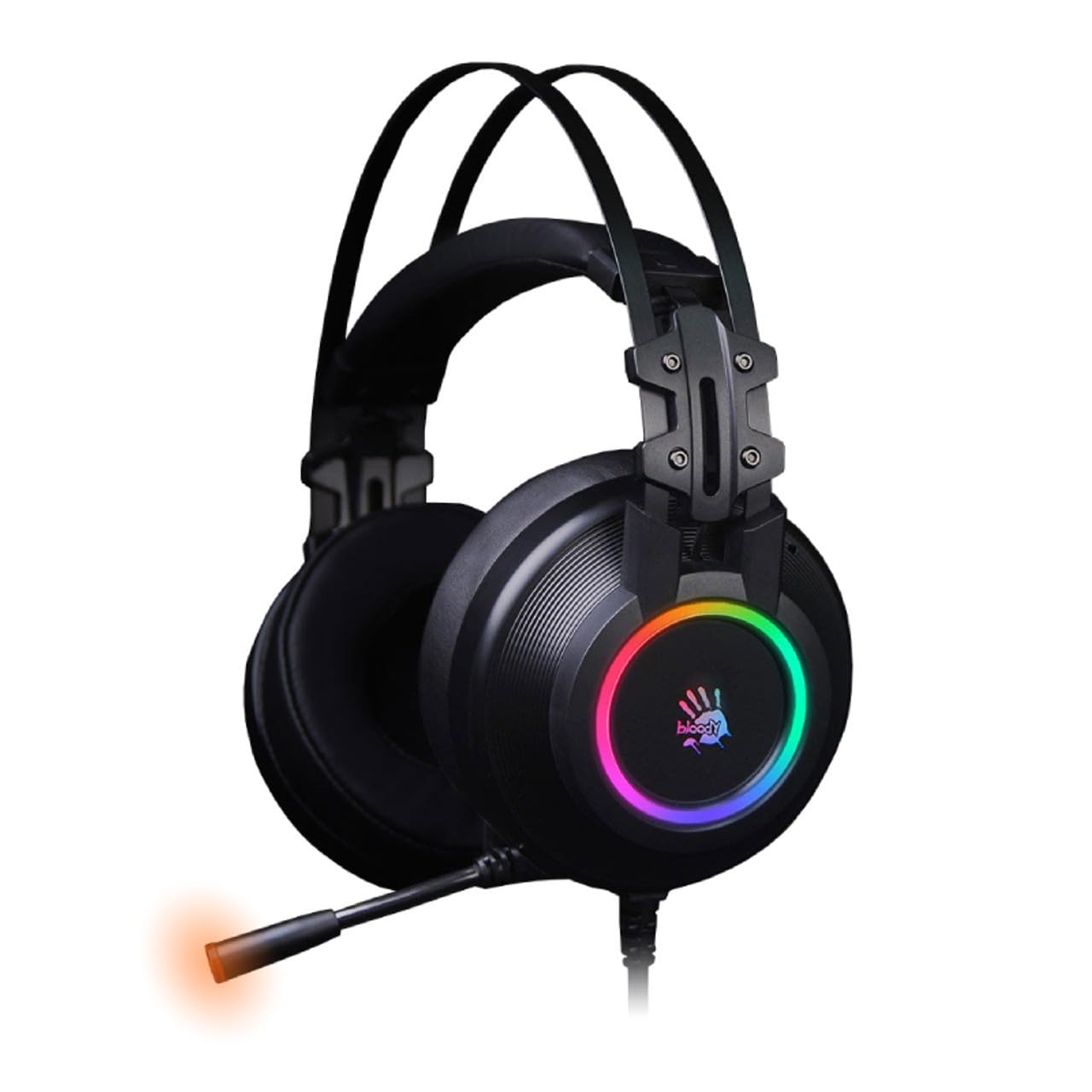 Bloody G528C RGB Gaming Headset with 7.1 Virtual Surround Sound - Noise Cancelling Mic & Braided USB Cable - On-Ear Volume Control - Perfect for FPS, MMO, Streaming & Competitive Gaming