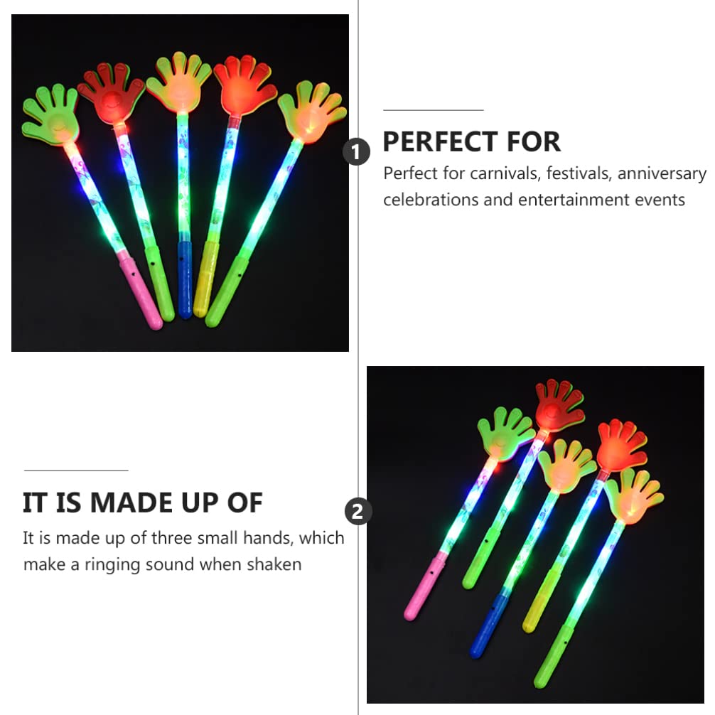 BESPORTBLE 5Pcs Light Up Plastic Hand Clappers - Noise Makers for Parties, Birthday Celebrations, Christmas Favors & Sporting Events - Fun Glow in the Dark Cheering Accessories for Festivals, Concerts and School Events