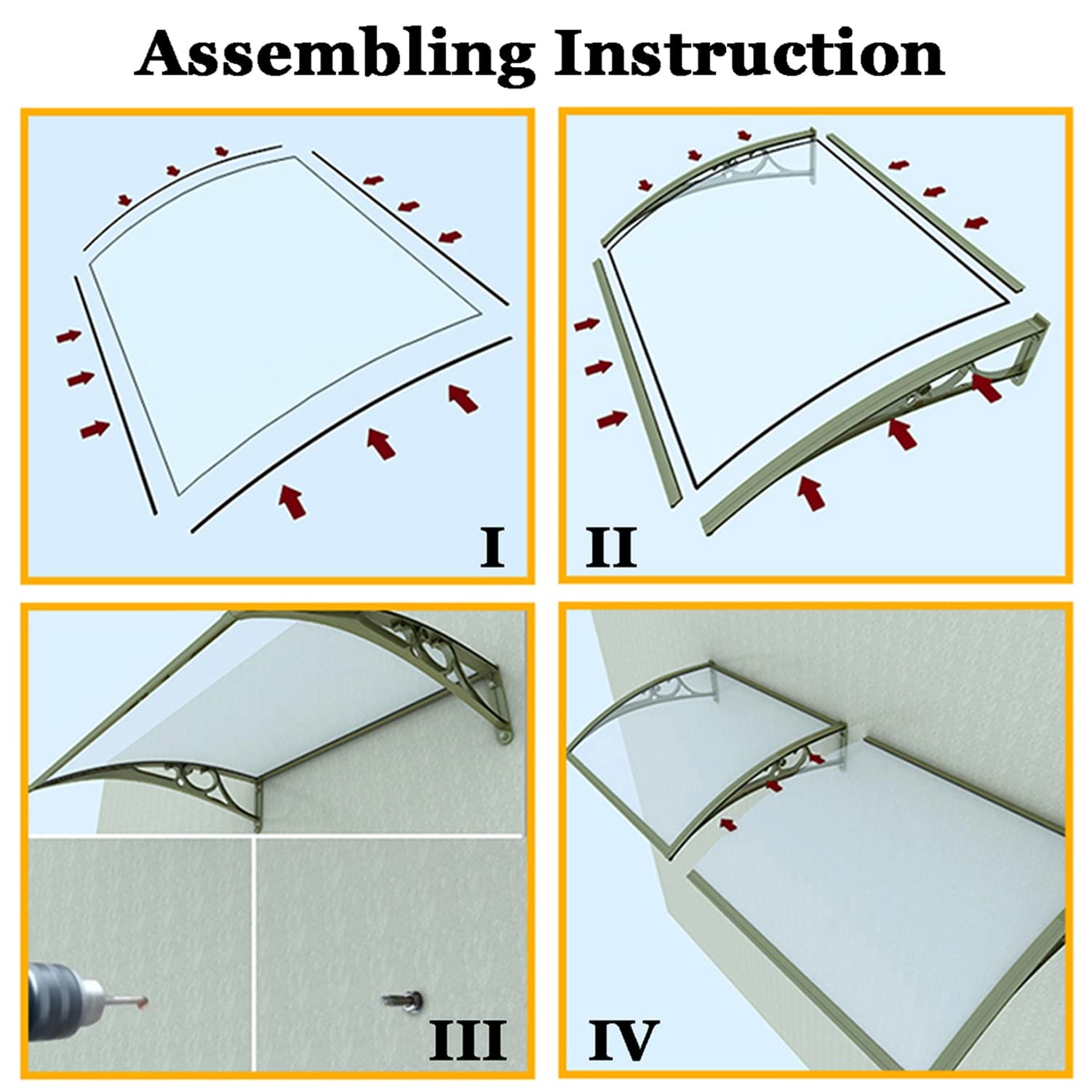 Green Polycarbonate Outdoor Canopy - 100x80cm Door Window Awning for Air Conditioner Cover, Rain & Snow Protection - Perfect for Garden, Patio, and Home Exterior Weatherproofing