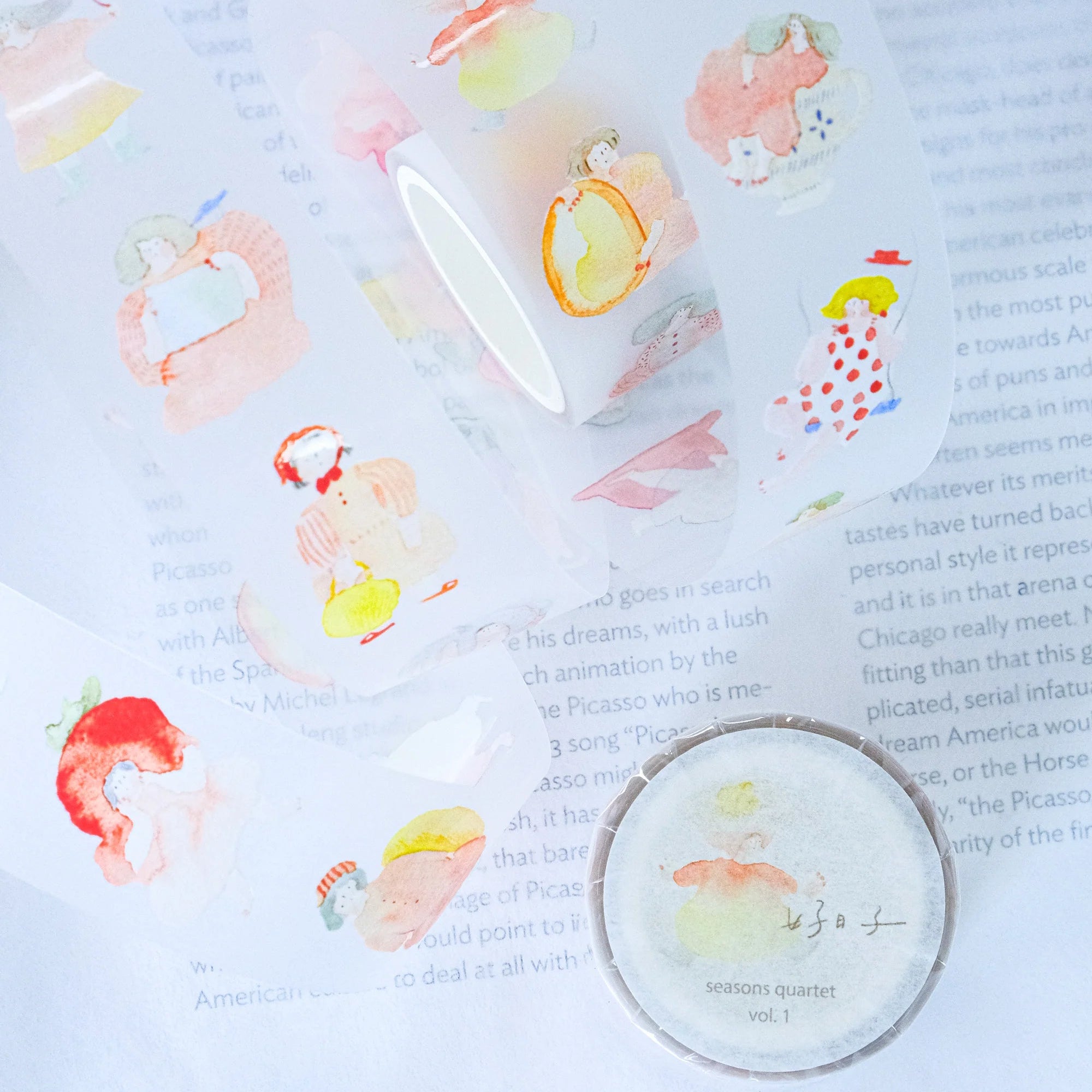 Dodolulu Washi Tape - Seasons Quartet Vol. 1 PET Decorative Tape for Scrapbooking, Journaling, Gift Wrapping & DIY Crafts - Floral Spring Summer Fall Winter Design