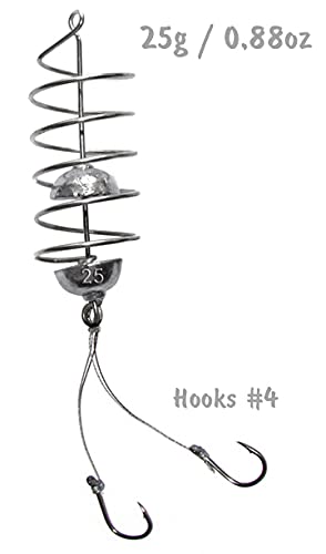 6pcs Carp Steel Spring Bait Fishing Feeder 5g 12g 25g - Durable Fishing Rig Hooks #4 #6 - Coarse Fishing Terminal Tackle for Carp, Catfish & Bottom Fishing - Perfect for Lake, River & Pond Fishing