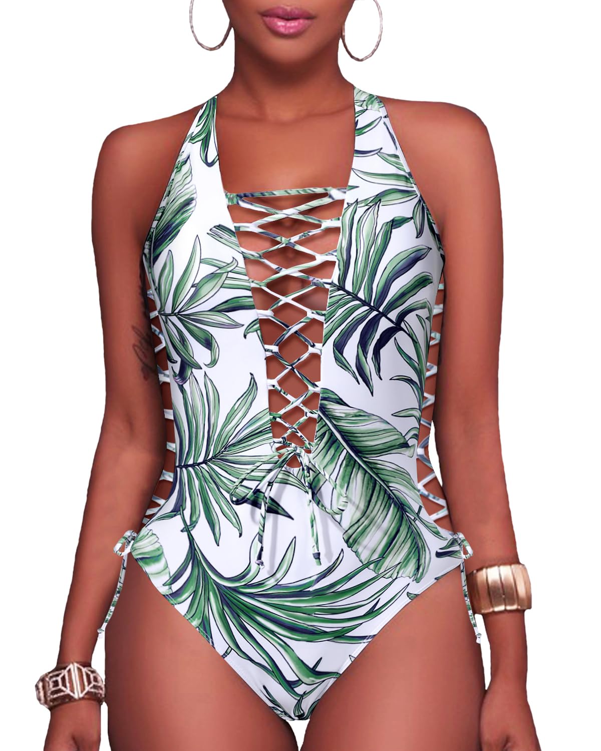 Sexy One Shoulder Monokini Swimsuit for Women - Lace Up One Piece Bathing Suit | Beach Vacation, Pool Party, Summer Swimwear