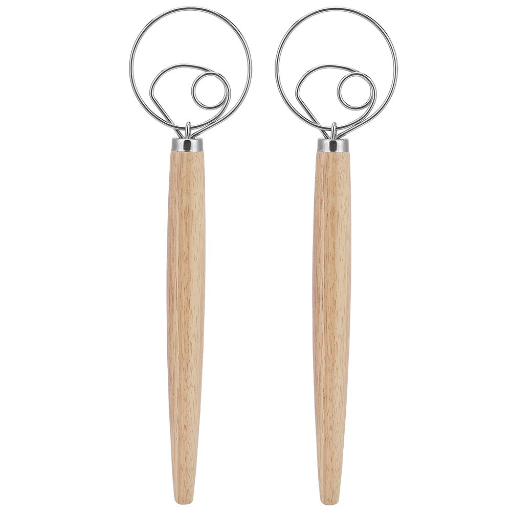 Stainless Steel Dough Blender with Oak Handle - 2Pcs for Baking & Cooking