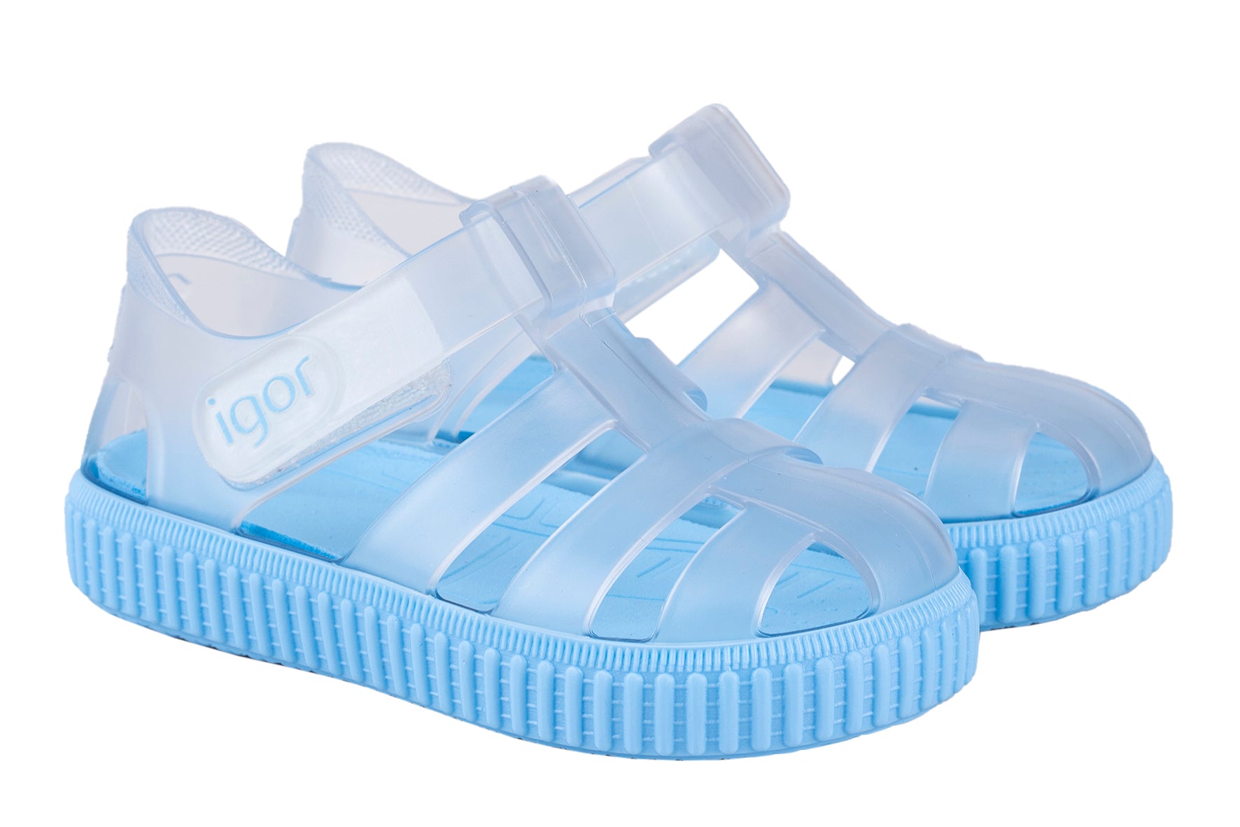Igor Boys & Girls Nico Cristal Sandals - Clear & Celeste Colors | Comfortable Kids' Sandals for Beach, Pool & Summer Play