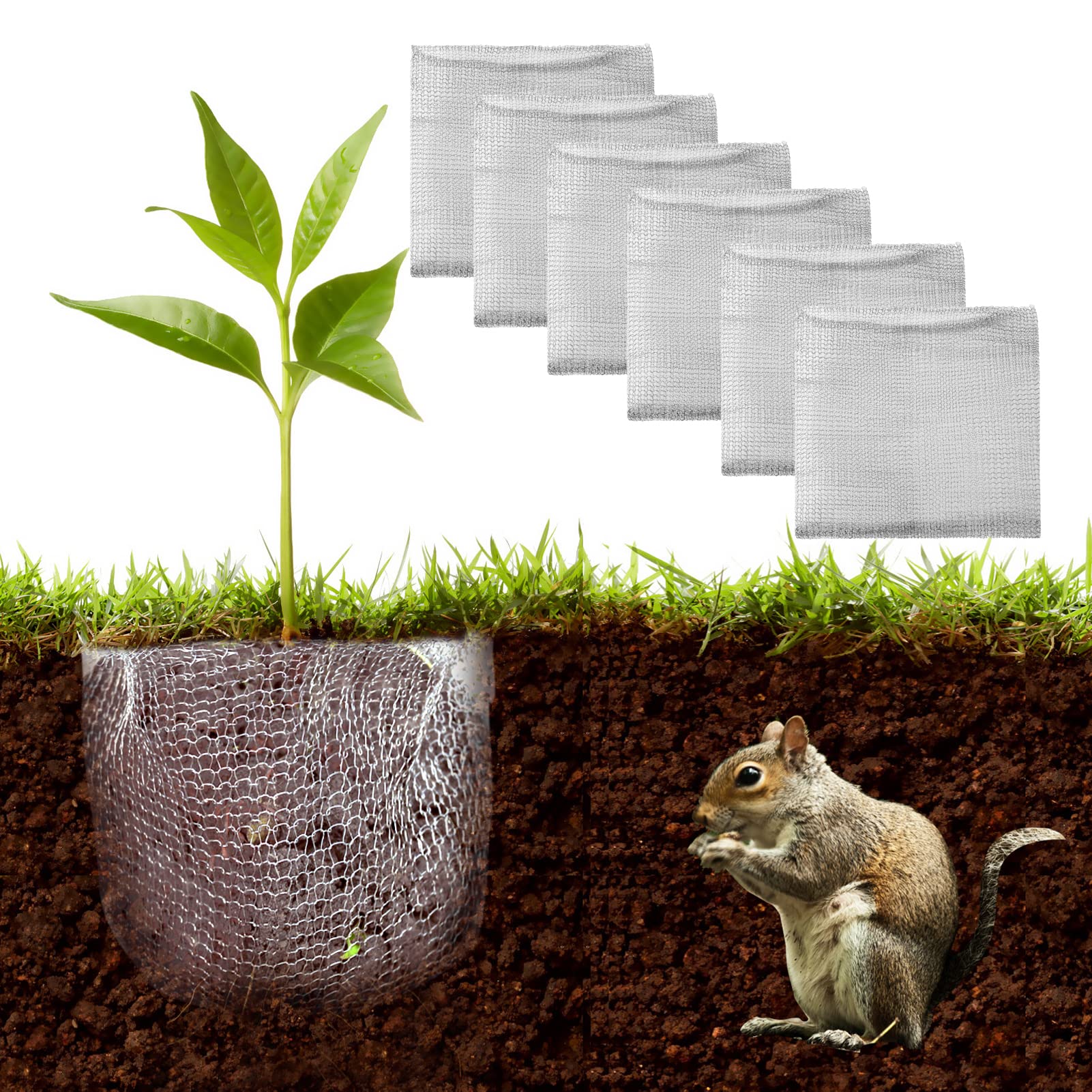 HAHAKU 6 Pack 24x24 Inch Stainless Steel Plant Root Guard Baskets - Gopher Proof Wire Mesh for Efficient Gardening & Root Protection | Ideal for Vegetable Gardens, Flower Beds & Landscaping