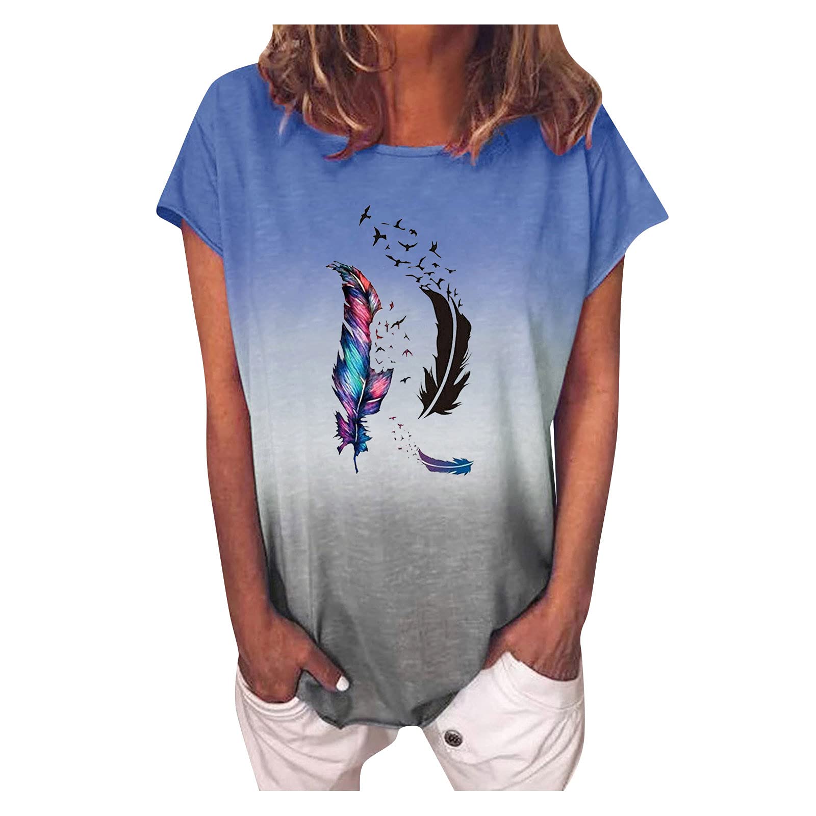Women's Tie Dye V-Neck T-Shirts - Loose Fit Short Sleeve Casual Tops for Summer | Trendy & Comfortable Daily Wear, Beach Outfits, Weekend Style
