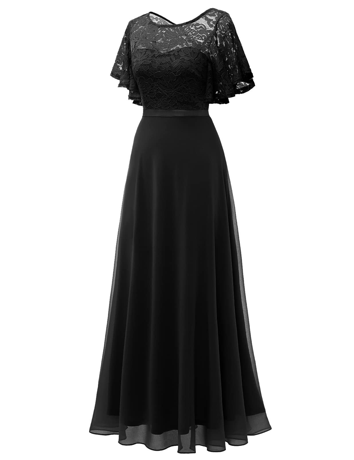 Elegant Lace Wedding Guest Dress with V-Back & Empire Waist - Formal Bridesmaid Gown for Prom, Evening Parties & Special Occasions 2025 | Perfect for Weddings, Galas & Black Tie Events