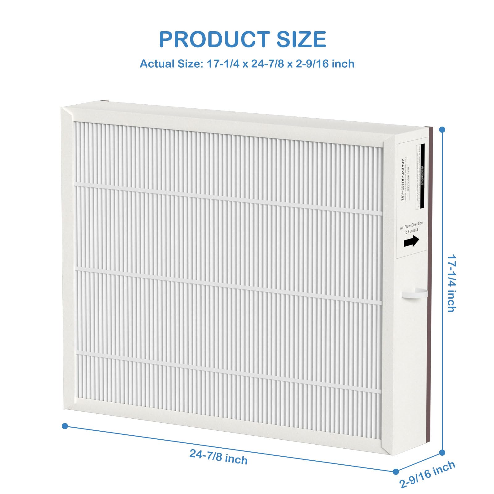 PGAPXCAR1625-A02 MERV-16 Furnace Air Filter Replacement (16x25x3 Inches) - Compatible with Bryant/Carrier AGAPXCAR1625-A02 & PGAPAXX1625 - Pack of 2 - Improves Indoor Air Quality for Homes & Offices