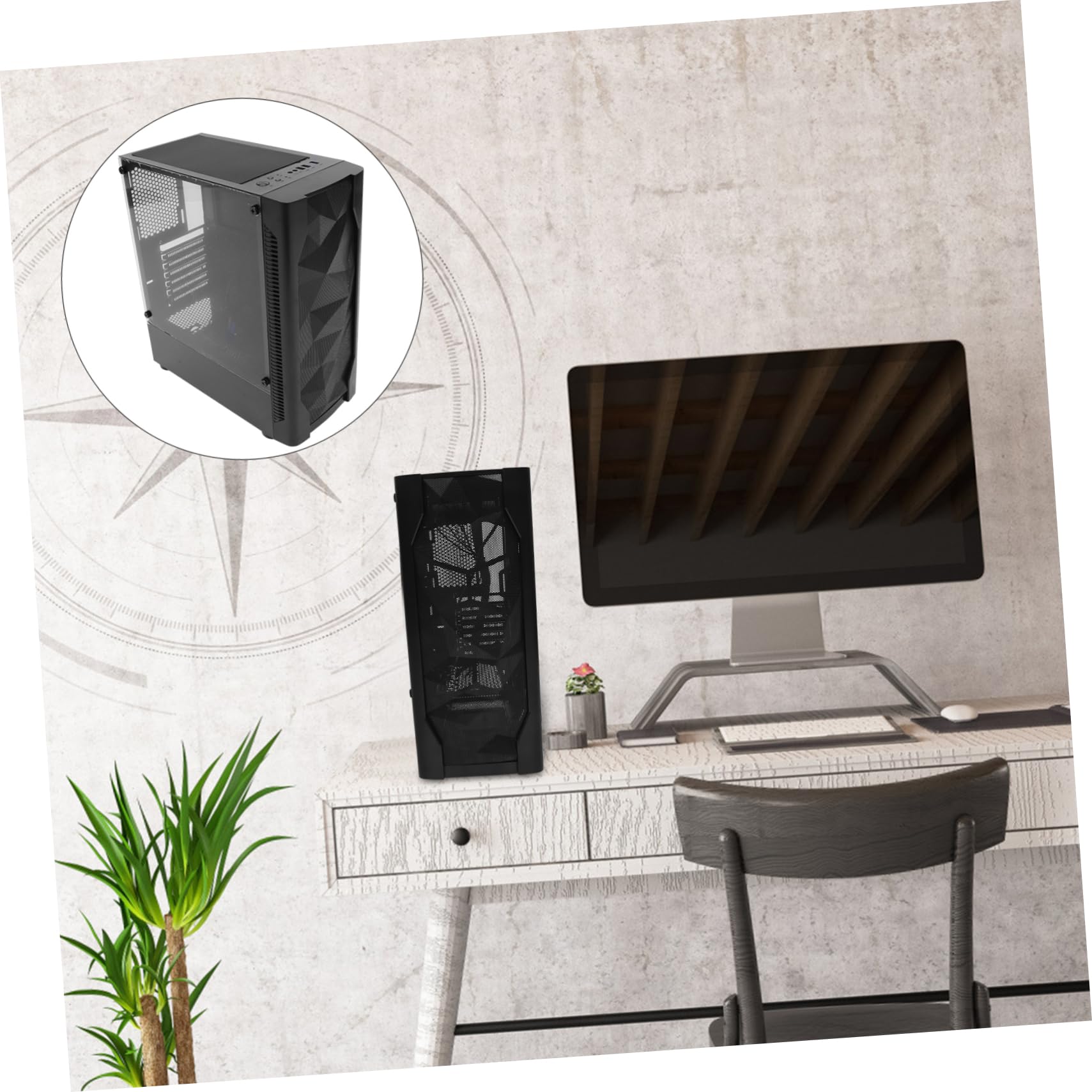 Lurrose Replacement Computer Case for Desktop PC - Side View Gaming Tower Case for Internet Cafe, Home & Office Use