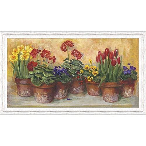 Spring in The Greenhouse Framed Canvas Wall Art - Botanical Floral Home Decor for Living Room, Bedroom & Office - Somerset House Publishing