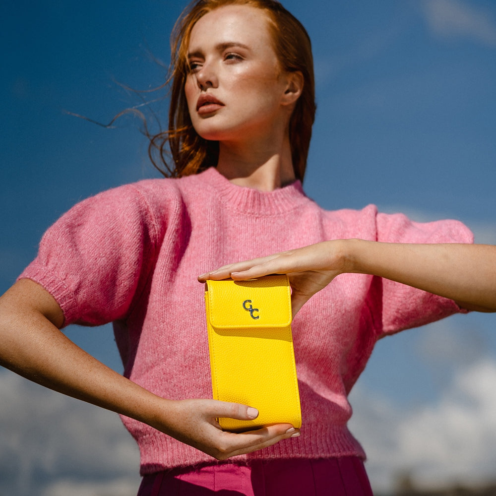 Galway Crystal Fashion Mini Crossbody Bag for Women - Stylish Yellow Leather Purse for Everyday Use, Travel & Shopping