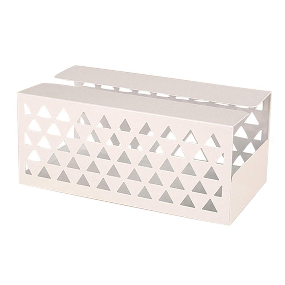Wall-Mounted Tissue Box Holder - No Drill White Large Kitchen & Bathroom Paper Organizer for Home, Office, Living Room | Space-Saving Storage Solution