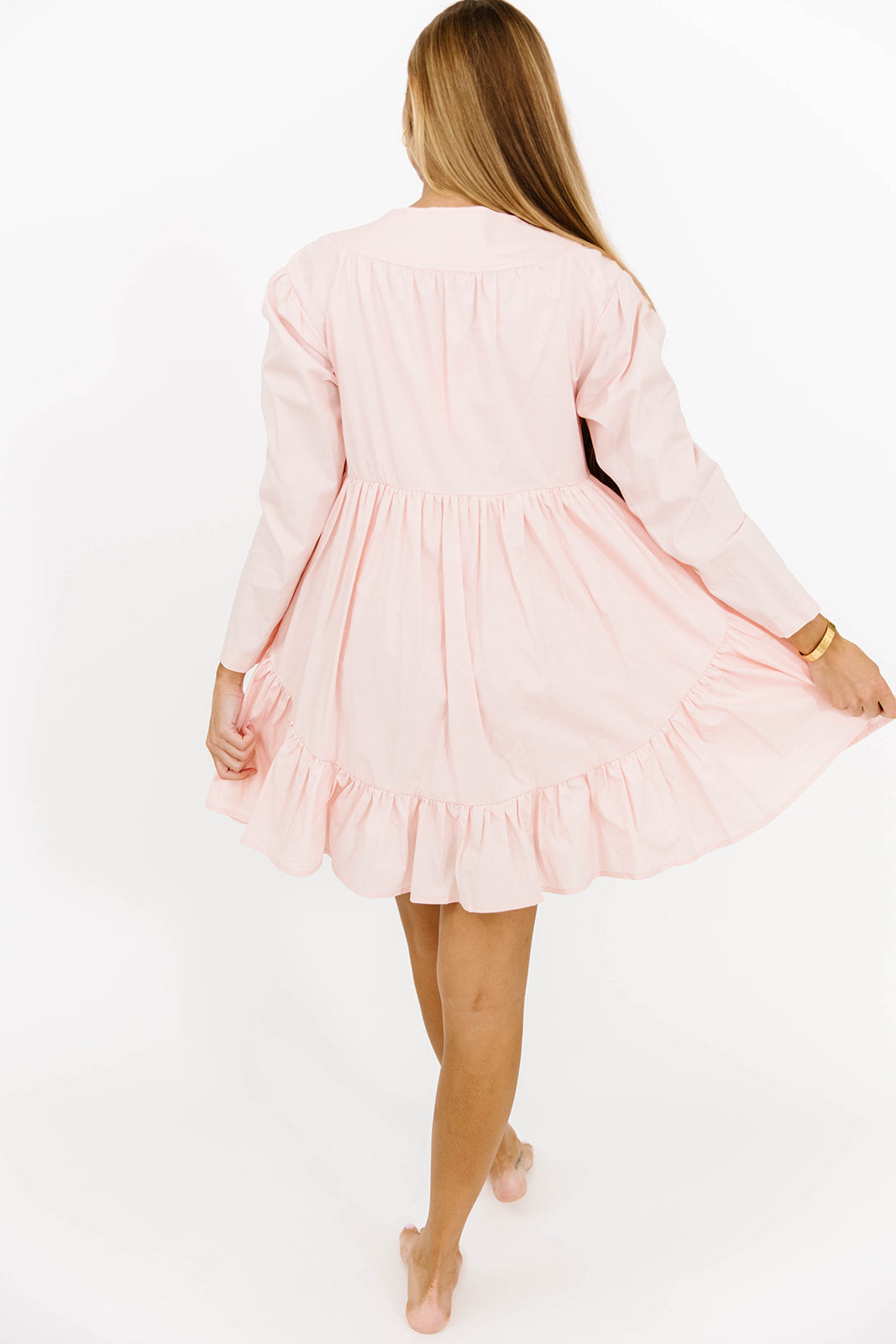 Stylish Pink Ines Poplin Mini Dress with Zipper - Perfect for Summer Outings, Date Nights & Casual Wear