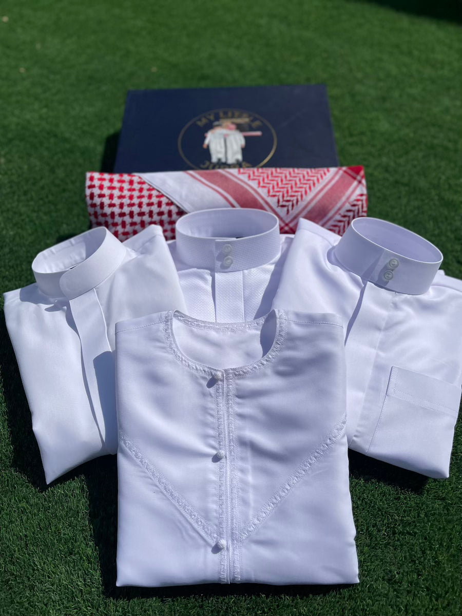 Premium 3-Pack Men's Thobe Set with FREE Shemagh & Skull Cap - Traditional Islamic Robe for Prayer, Eid & Special Occasions