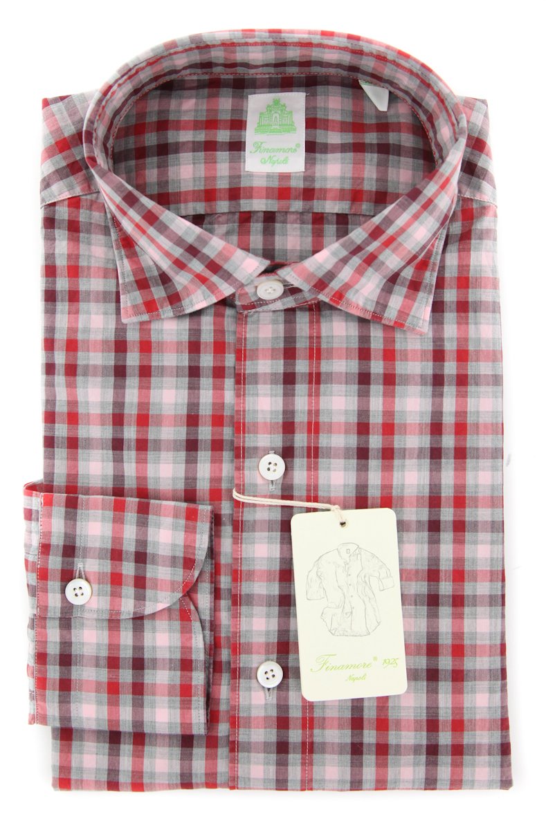 Finamore Napoli Men's Slim Fit Striped Cotton Dress Shirt with Spread Collar - Business Casual & Formal Office Wear