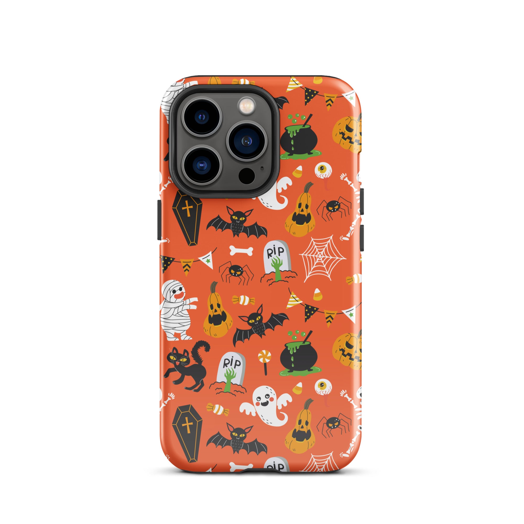 Spooky Night Guardian Premium iPhone Case - Halloween Protective Cover for iPhone 13/14/15 Pro Max - Cute Ghost Design Shockproof Phone Case for Night Out, Party & Daily Use