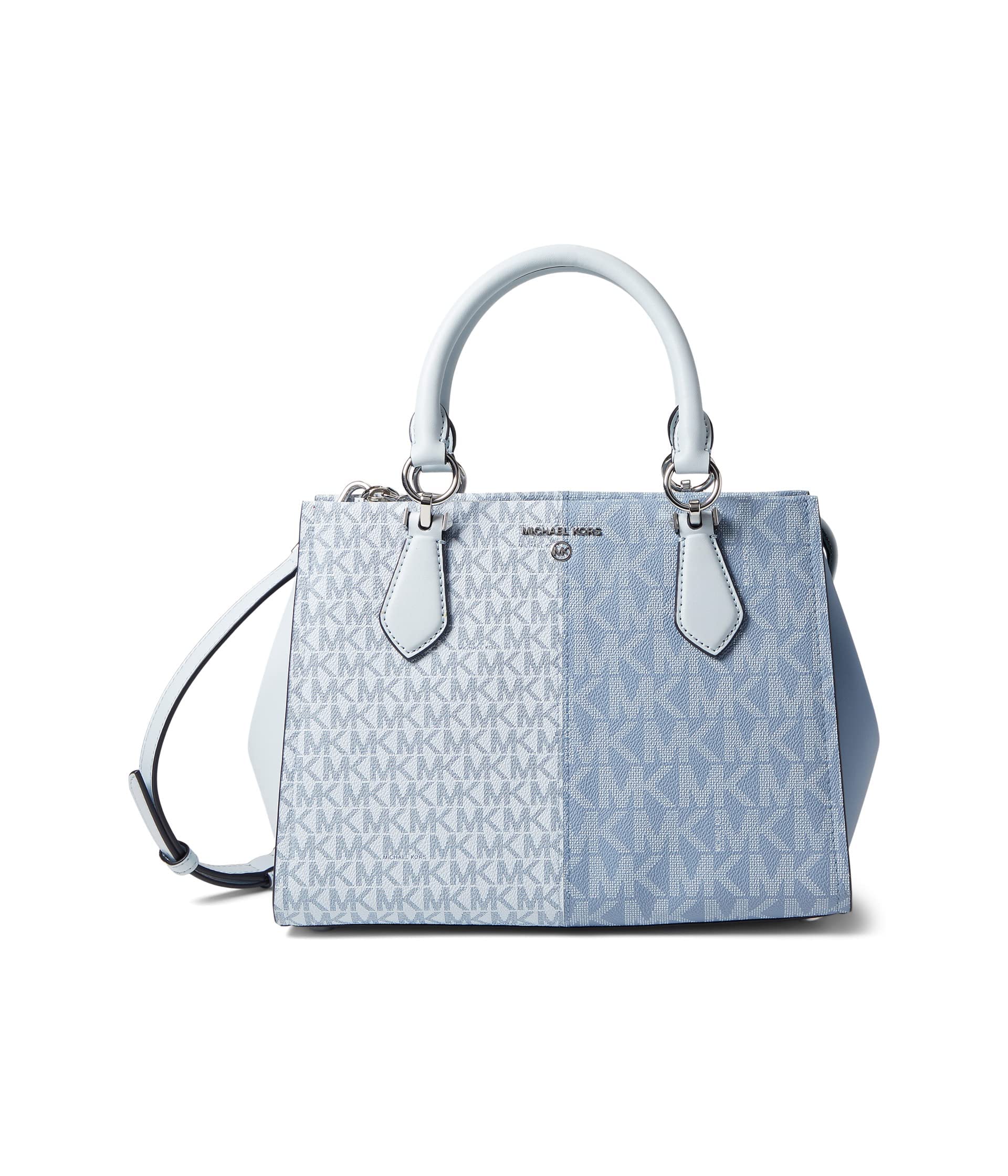 Michael Kors Marilyn Medium Satchel Handbag - Soft Sky Multi Color, One Size, Genuine Leather Crossbody Bag for Women | Perfect for Work, Travel & Everyday Use