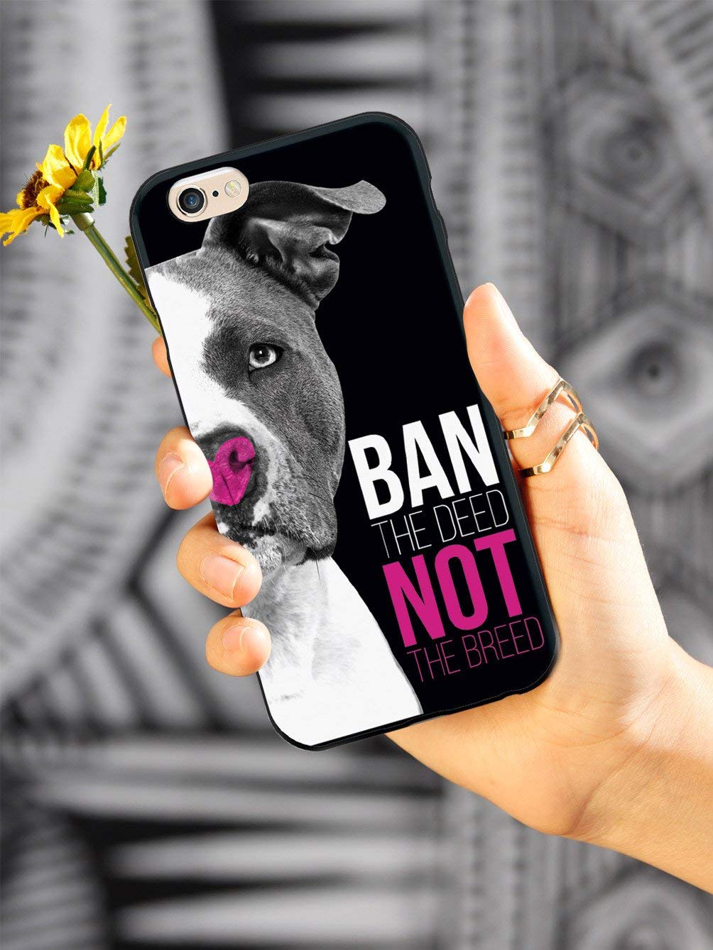 Inspired Cases - iPhone 8 Plus Case - 3D Textured Protective Cover for Apple iPhone 8 Plus - Ban The Deed Not The Breed Pitbull Design - Shockproof & Anti-Scratch Phone Case for Everyday Use, Work & Travel
