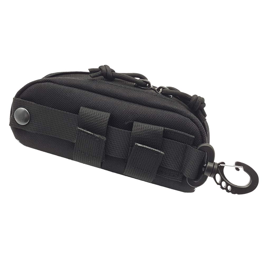 Tactical Eyeglasses Hard Case - 1000D Nylon Molle Zipper Sunglasses Carrying Case with Clip | Durable Protective Storage for Outdoor, Military, Hiking & Travel Use