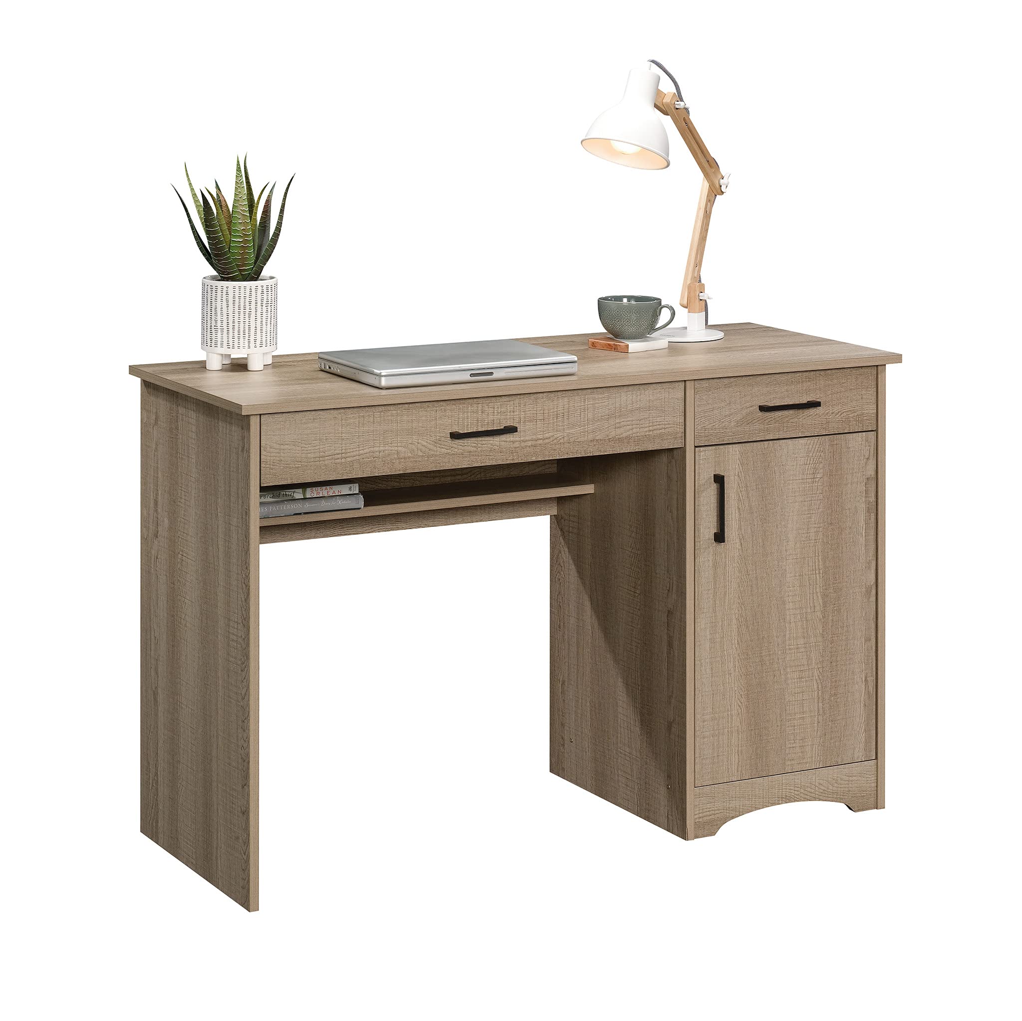Sauder Beginnings Small Study Desk with Storage Drawers - Compact Writing Desk for Home Office, Bedroom or Dorm Room - Summer Oak Finish - Perfect for Remote Work, Online Classes & Small Space Organization