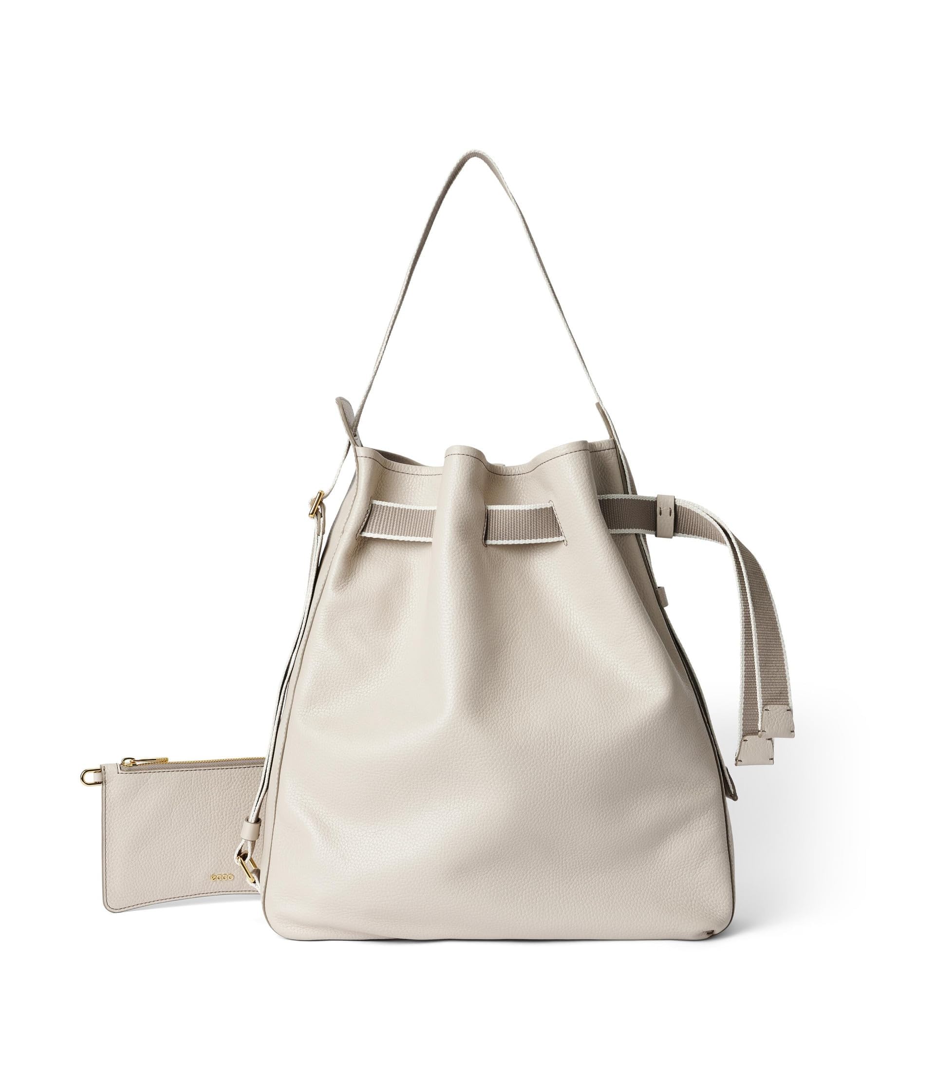 ECCO Large Sail Bag in Taupe Pebbled Leather - Stylish & Durable Tote for Women, Perfect for Work, Travel & Beach Day Essentials