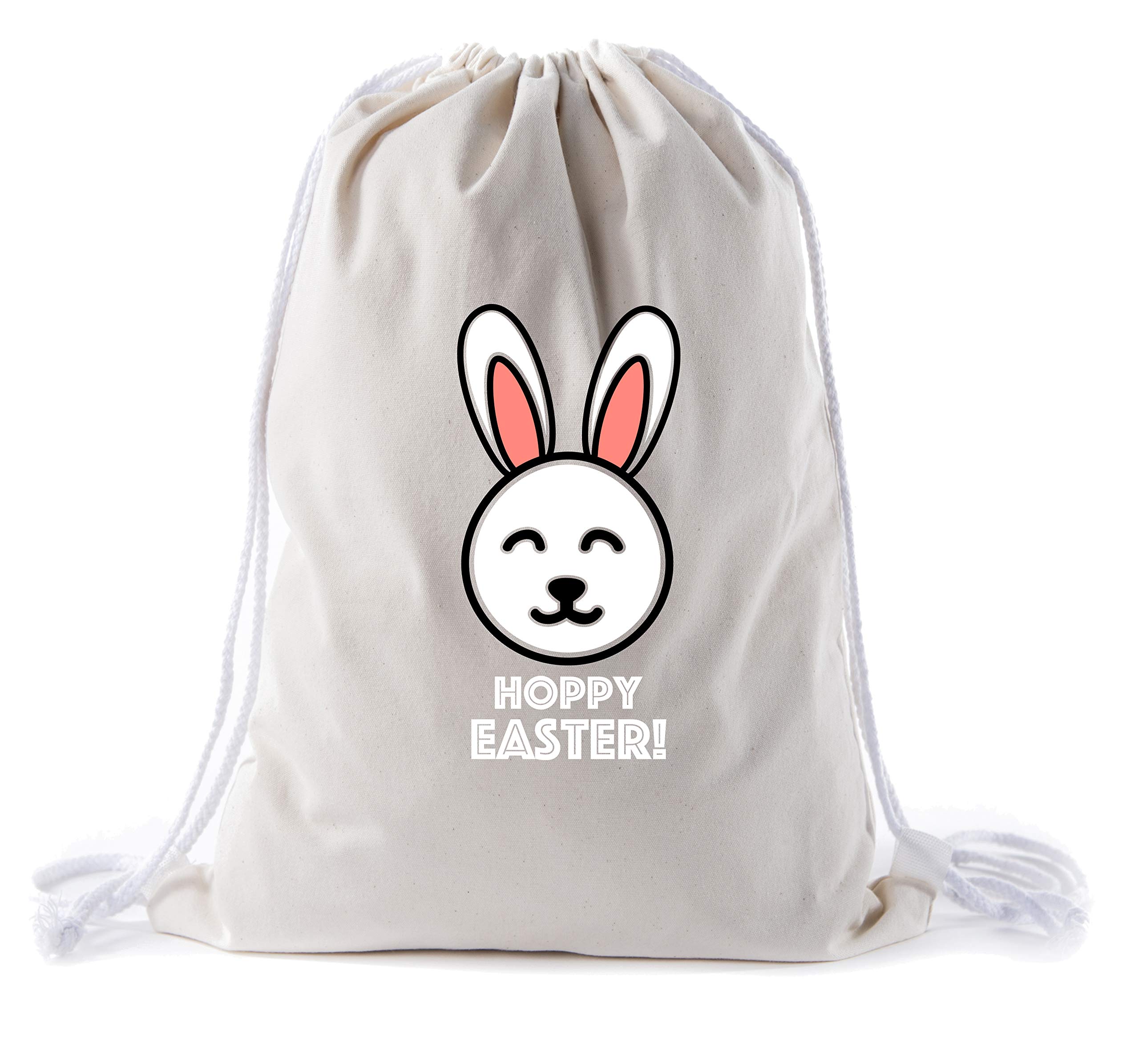 Easter Basket Backpack Bulk Cotton Drawstring Cinch Bags - Easter Bunny Gift Bags for Kids Party Favors, Egg Hunt & Spring Celebrations - Hoppy Easter