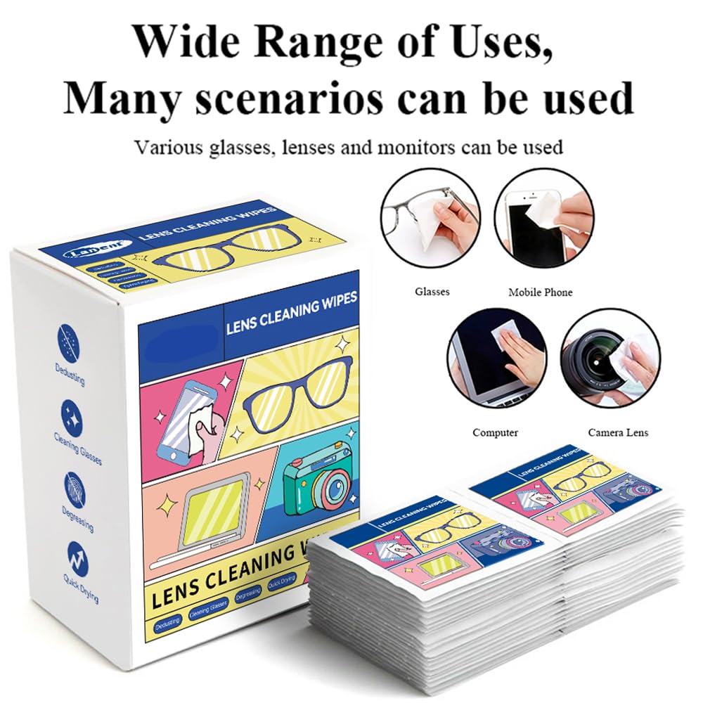 Pre-Moistened Lens Cleaning Wipes - 300 Pack | Streak-Free, Scratch-Free & Quick-Dry | Safe for Glasses, Laptop Screens, Smartphones, Cameras, Goggles & Watches | Perfect for Office, Travel & Home Use