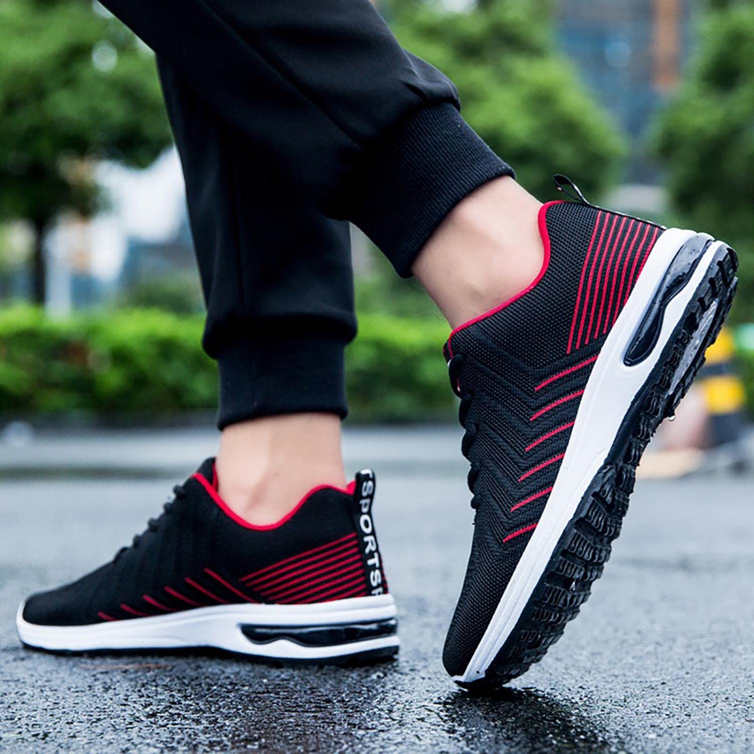 Hbeylia Men's Lace Up Sneakers - Lightweight Breathable Mesh Running Shoes for Men | Non-Slip Athletic Walking & Hiking Shoes | Perfect for Gym, Workout, Travel & Daily Wear