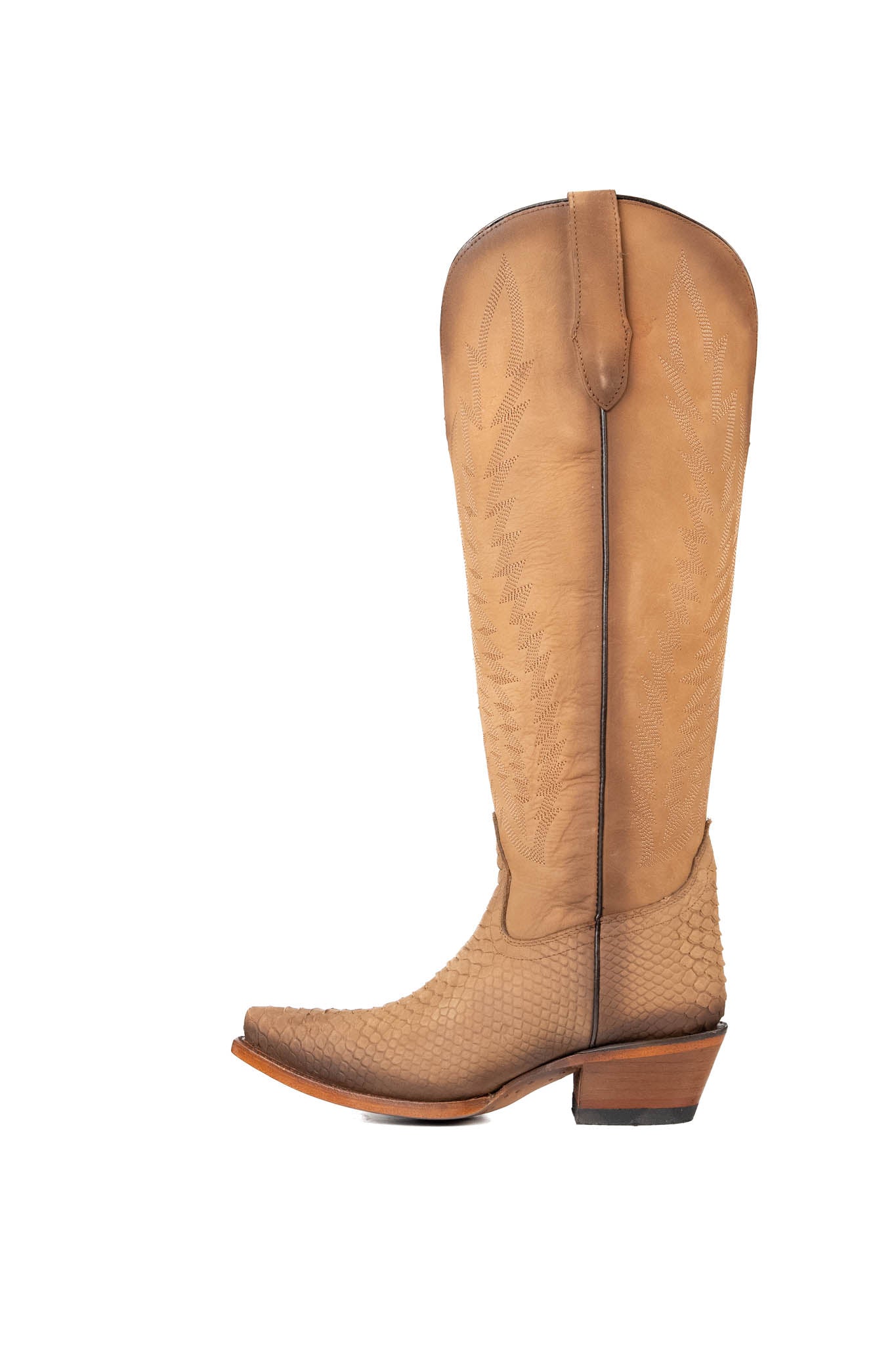 Presley Matte Python Tall Wide Calf Snip Toe Cowgirl Boots for Women - Western Fashion Riding Boots for Country Dance & Outdoor Events