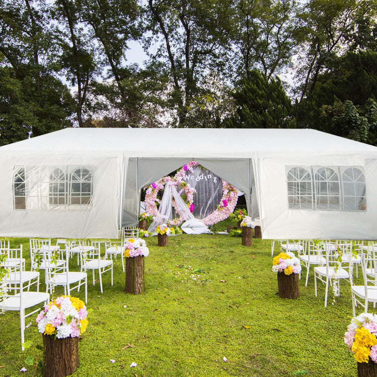 Costway 10' x 30' Outdoor Party Tent with 6 Removable Sidewalls & 2 Doorways - Heavy Duty Canopy for Weddings, Picnics, Camping & Backyard Events