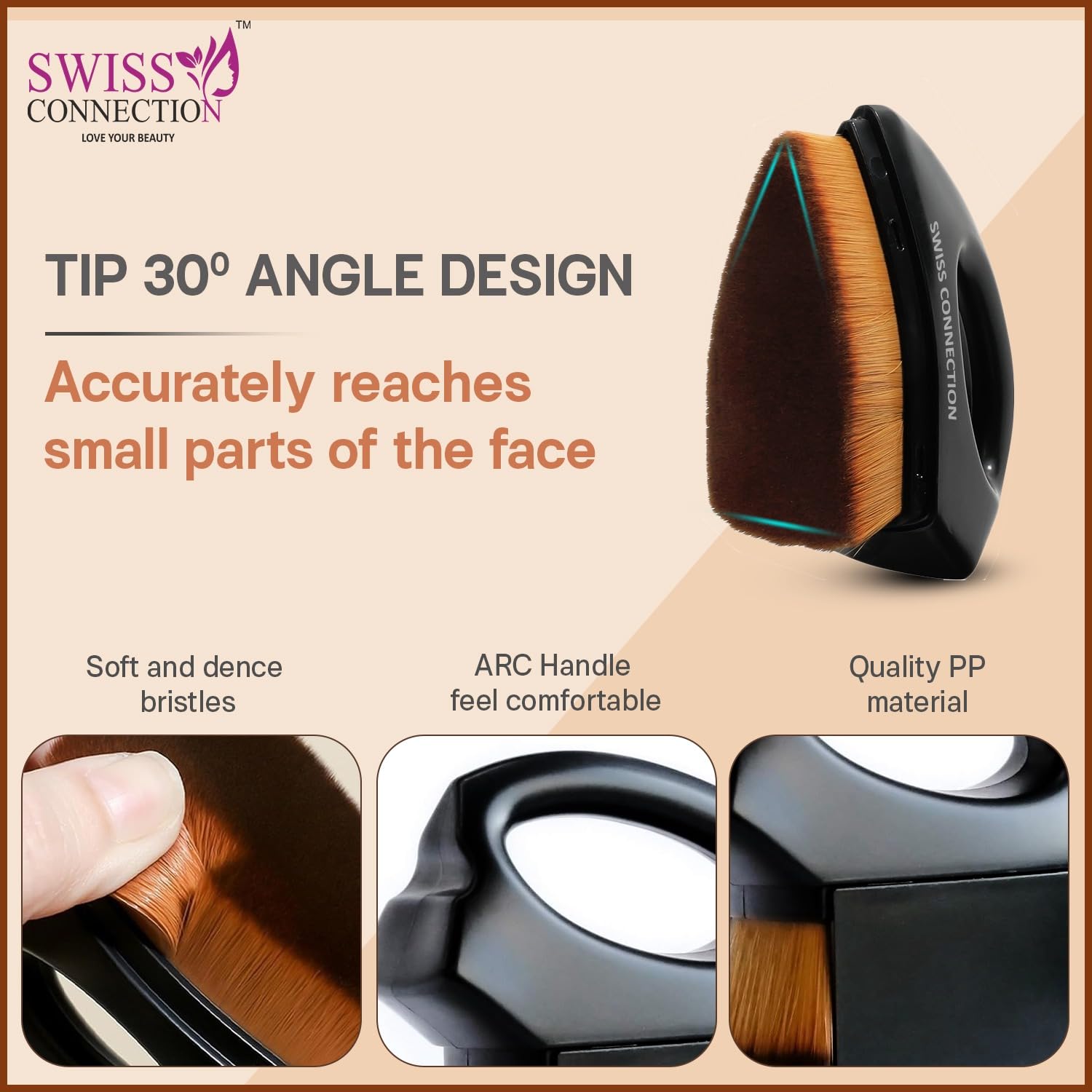 Premium Kabuki Brush for Liquid & Powder Foundation - Blending Face Makeup with Hexagon Design, Includes Case