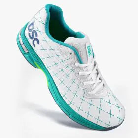 DSC Biffer 22 White & Green Cricket Shoes for Men - Lightweight Comfort & Enhanced Grip for Professional Matches & Practice Sessions