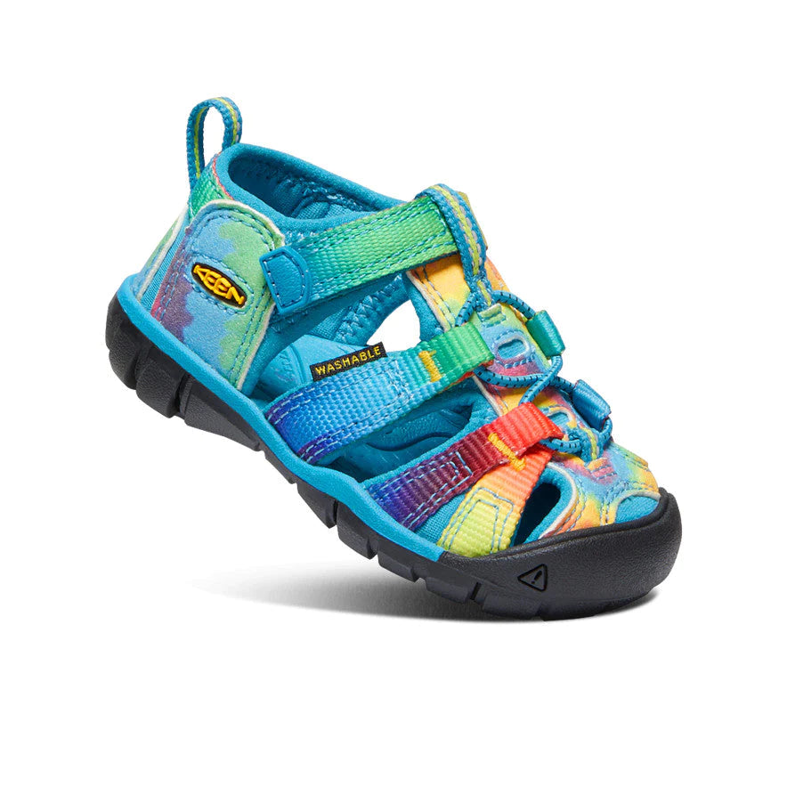 Keen Vivid Blue/Original Tie Dye Seacamp II CNX Toddler Sandals - Waterproof Beach Shoes for Kids, Comfortable Summer Outdoor Play Shoes for Toddlers