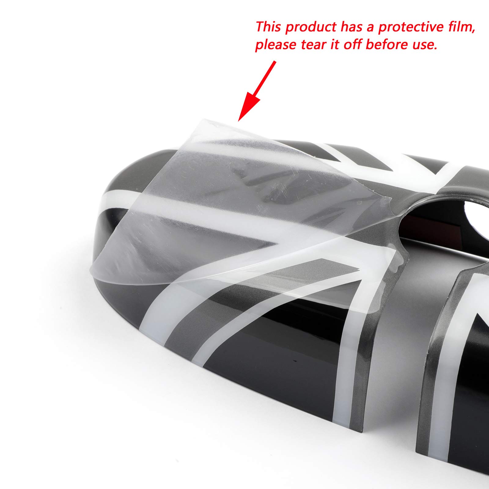 Bruce & Shark Black Checkered Pattern Rear View Mirror Cover for MINI Cooper R55 R56 R57 - Stylish Car Accessory for Enhanced Visibility & Custom Look - Perfect for Urban Driving & Car Enthusiasts