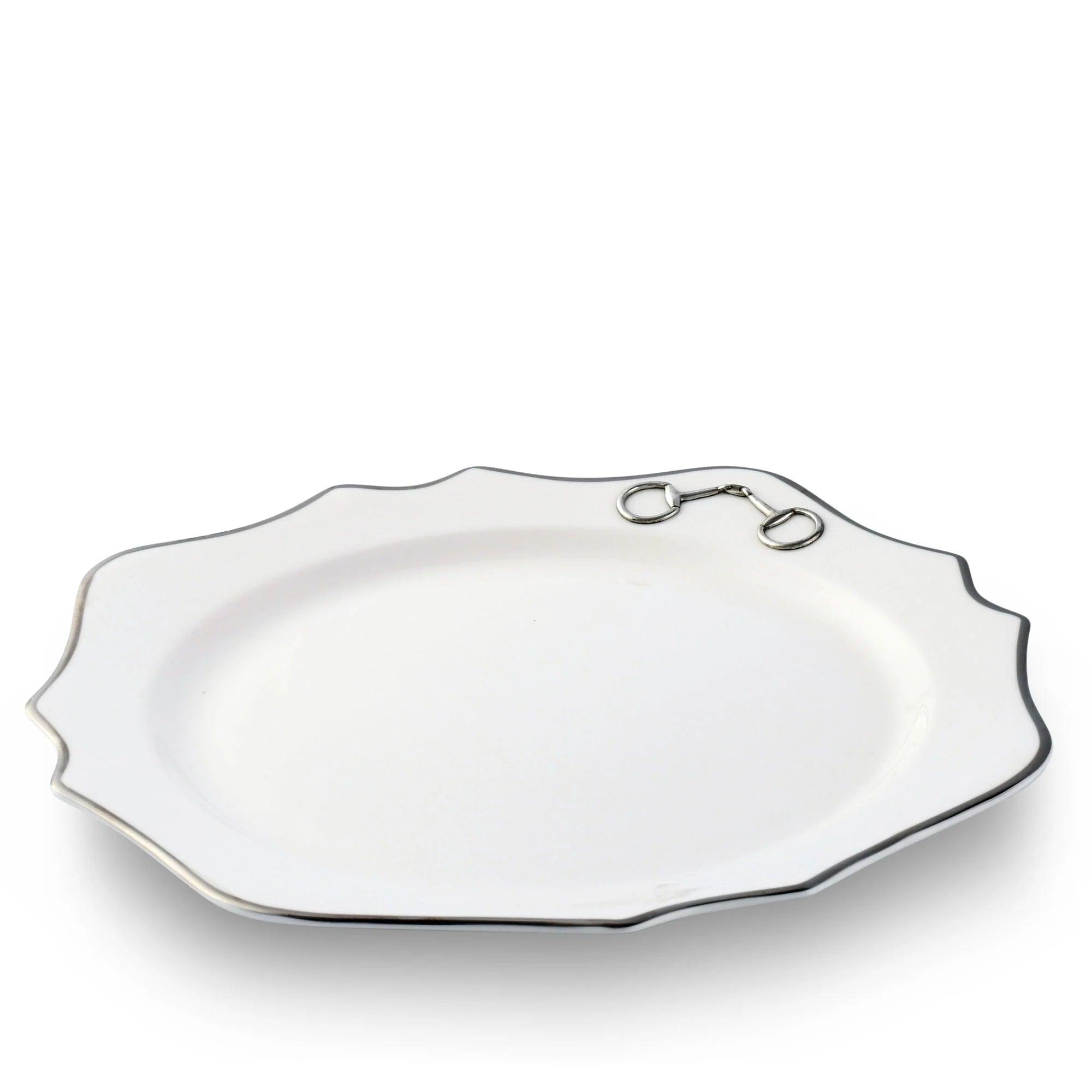 Platinum Scallop Snaffle Bit Charger Plate - Elegant Table Setting for Weddings, Parties & Special Events
