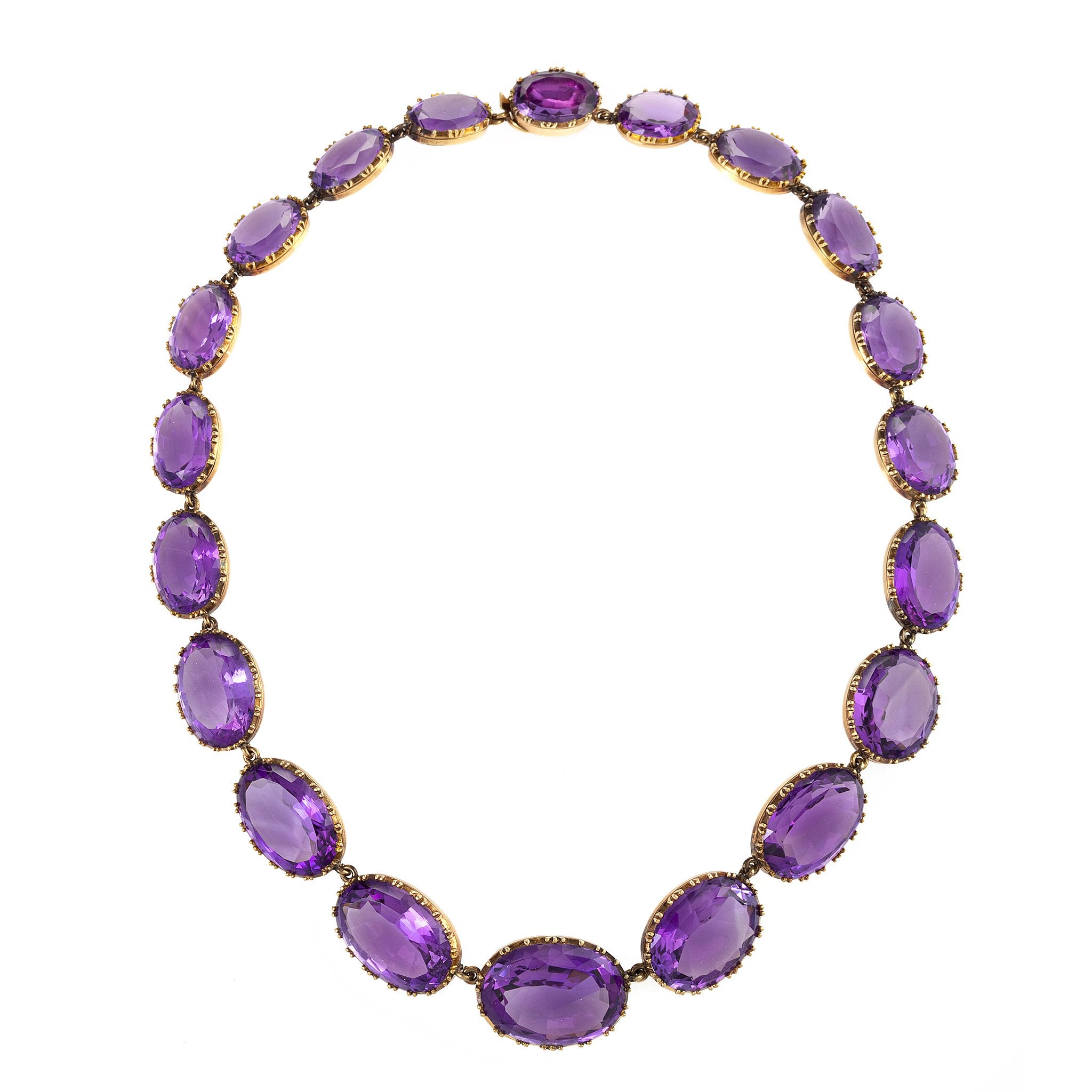 Elegant Amethyst Rivière Necklace & Earrings Set | Purple Gemstone Jewelry Suite for Women | Perfect for Weddings, Parties & Special Occasions