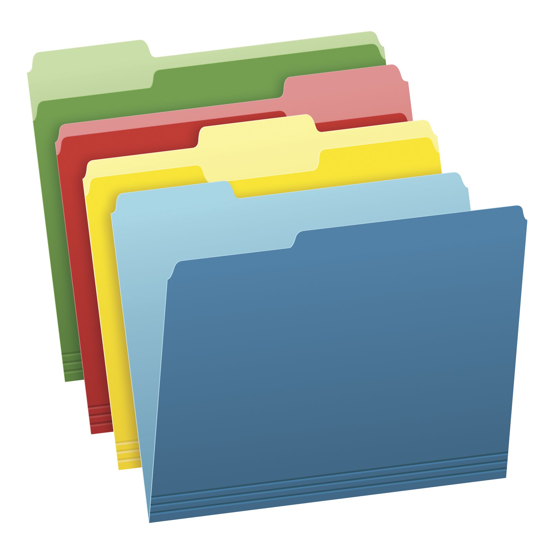 Pendaflex Two-Tone File Folders - Letter Size, 1/3-Cut Tabs, Assorted Colors (Green/Yellow/Red/Blue) - 36-Pack for Office Organization & Document Filing