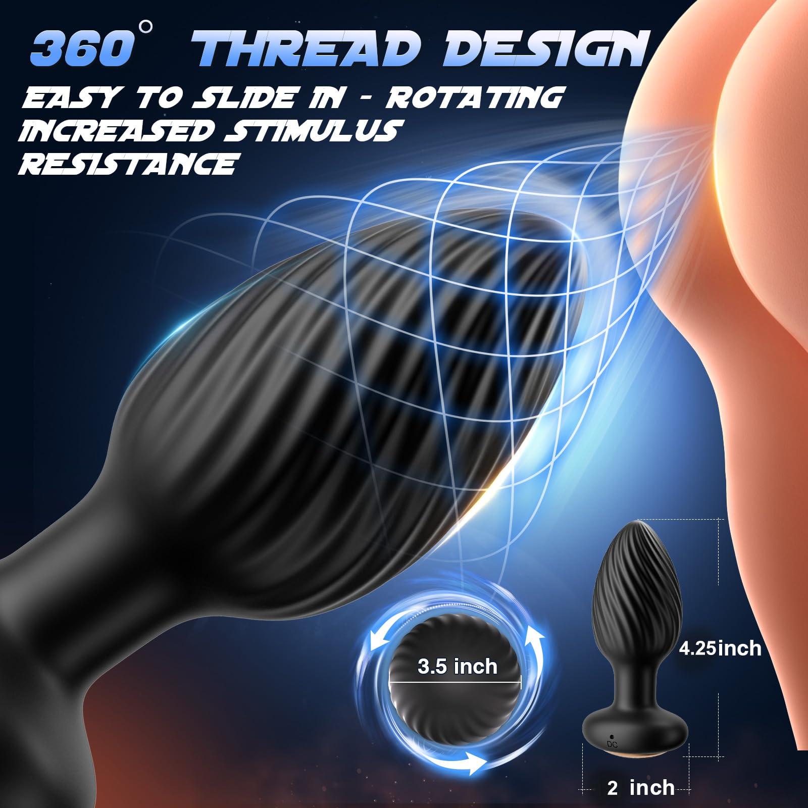 Premium Couples Sex Toys - Large Silicone Butt Plug with 360° Stimulation & 7 Vibration Modes, Remote Control Anal Plug for Women & Men - Perfect for Couples Play, Solo Pleasure & Prostate Massage