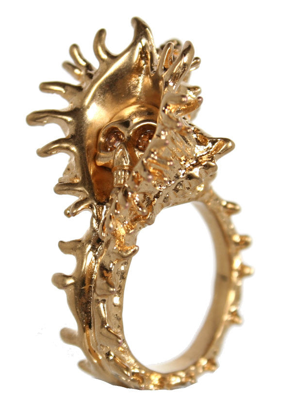 Stylish Gold Plated Skull Ring for Men - Gothic Punk Jewelry - Perfect for Halloween, Parties & Everyday Wear