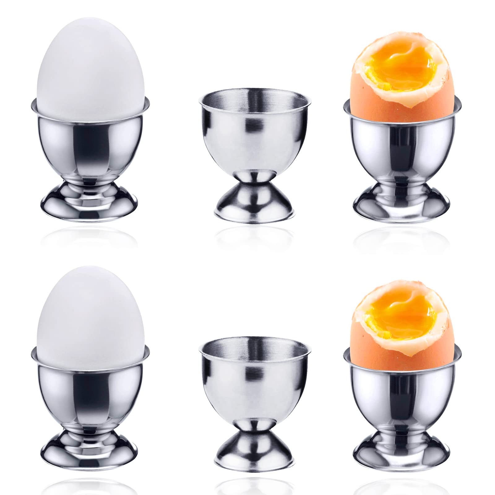 Premium Stainless Steel Egg Cups Set of 6 - Elegant Wine Glass Shaped Egg Holders for Breakfast Tray | Perfect for Easter Brunch, Breakfast Buffets & Kitchen Decor