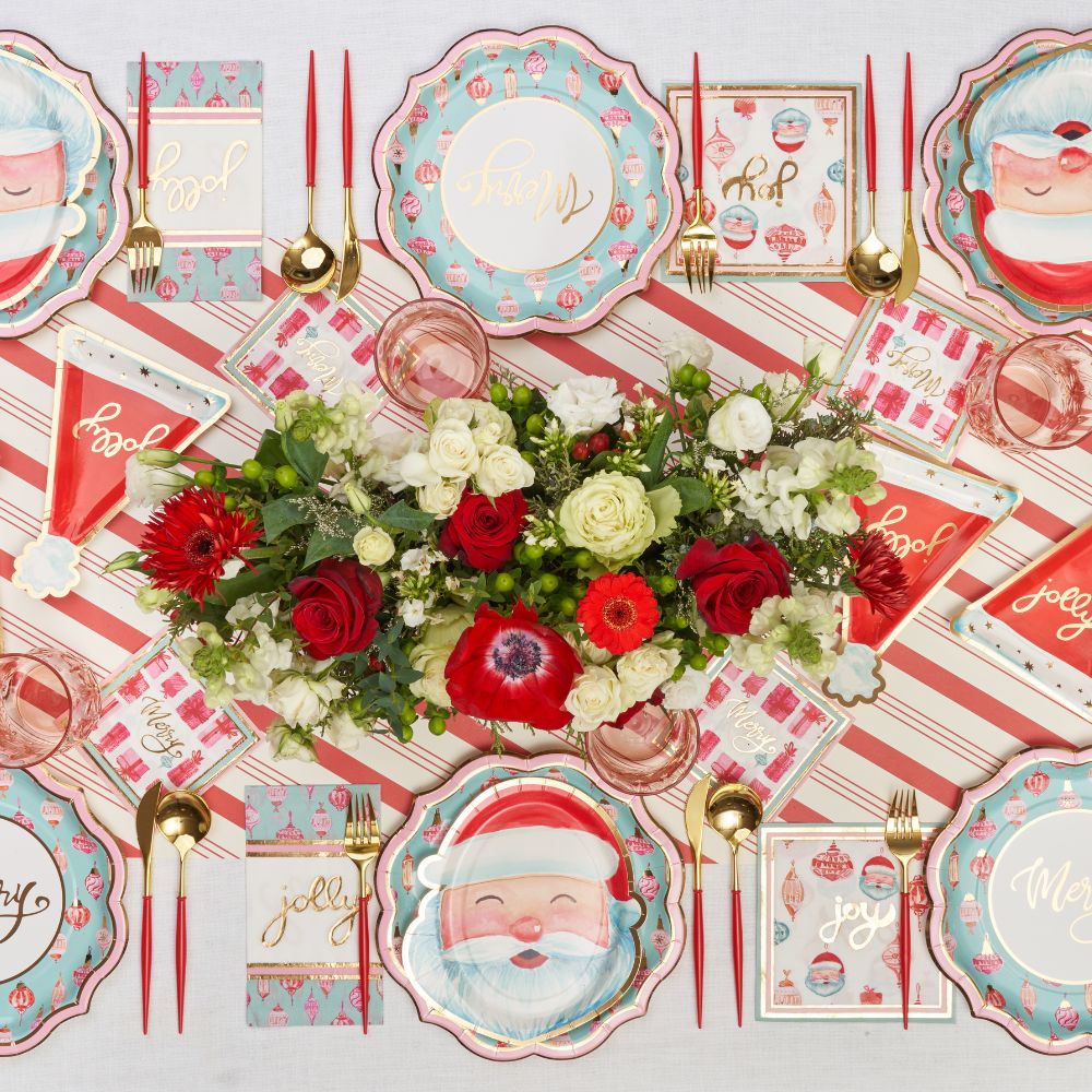 Jolly Holiday Table Setting Complete Kit - Elegant Christmas Dinnerware Set for Festive Parties & Family Gatherings